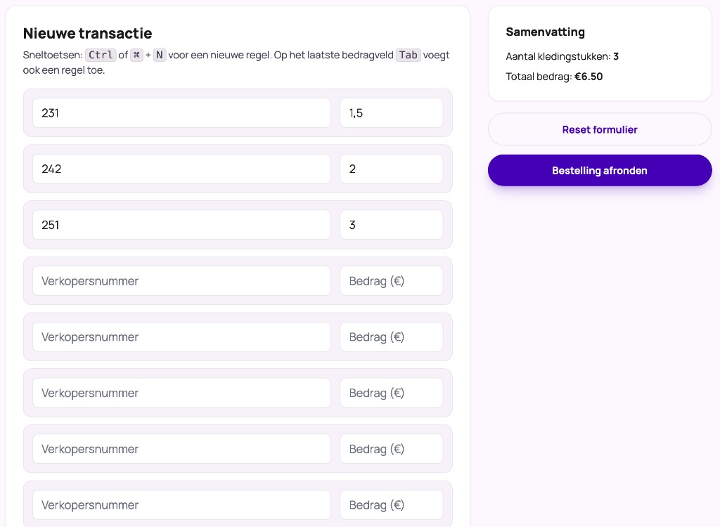Voorbeeld van de kassa: overzichtelijk scherm voor organisatoren om verkopen bij te houden zonder gedoe na de beurs.
